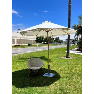Image of Umbrella 9' Fringed Off-White